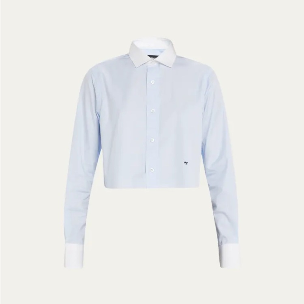 HOMMEGIRLS shirt with contrast collar and embroidered monogram